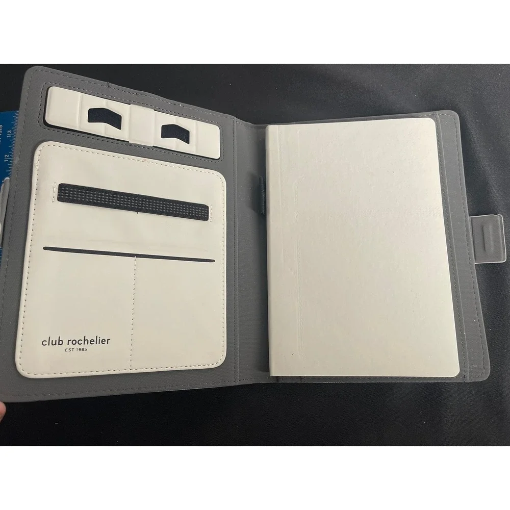Club Rochelier Grey Tech Portfolio Wireless Charging Pad Lined Notebook Organize